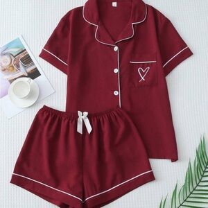 2pcs/Set Women's Solid Color Summer Pajama Set With Contrast Trim Collar,